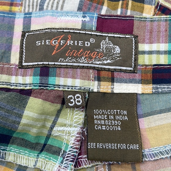 NEW SIEFRIED VINTAGE SHORT MENS SIZE 38 PATCH 100% COTTON PLAID SHORT - Picture 5 of 7
